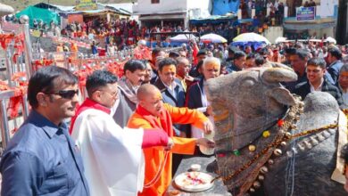 केदार पुरी में योगी का भव्य स्वागत, बाबा केदार का किया रूद्राभिषेक