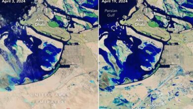 Dubai की खूबसूरती बाढ़ से कैसे उजड़ी , NASA ने शेयर की पहले और बाद की सैटेलाइट इमेज