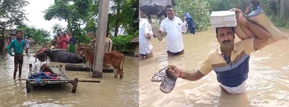 बिहार के 200 गांवों में बाढ़ से ढाई लाख लोग हुए बेघर, अब तक सात तटबंध ध्वस्त