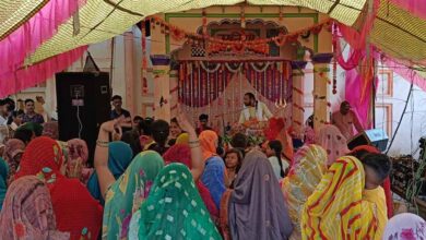 बम्होरी कला ओमेरे जी मंदिर प्रांगण में श्रीमद् भागवत कथा का सात दिवसीय आयोजन