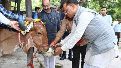 मुख्यमंत्री विष्णु की सहजता ने सबका मन मोहा- गौ सेवक को अपने हाथों से खिलाया प्रसाद