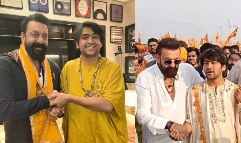 अभिनेता संजय दत्त के घर पहुंचे बागेश्वर बाबा, सोशल मीडिया पर तस्वीरें की साझा; देखें
