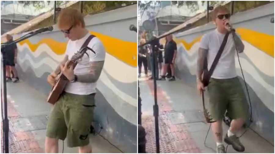 Ed Sheeran started performing on Church Street in Bangalore, police stopped him Ed Sheeran started performing on Church Street in Bangalore, police stopped him