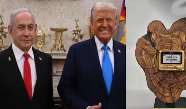 इजरायल के PM नेतन्याहू ने डोनाल्ड ट्रंप को गिफ्ट किया गोल्डन पेजर इजरायल के PM नेतन्याहू ने डोनाल्ड ट्रंप को गिफ्ट किया गोल्डन पेजर