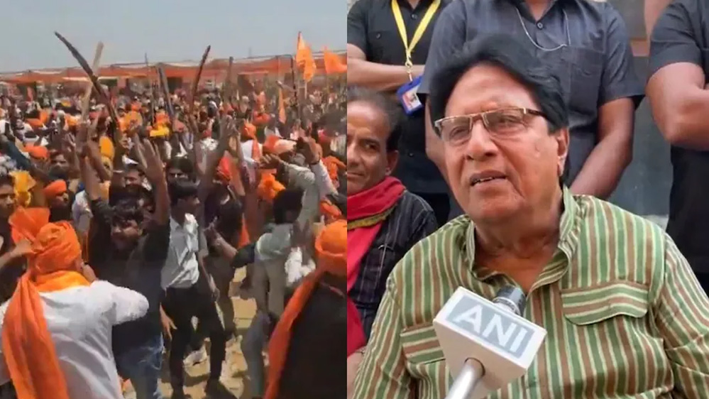 करणी सेना का आगरा में प्रदर्शन, तलवार और बदूंक लेकर पहुंचे, पुलिस को निकाला बाहर