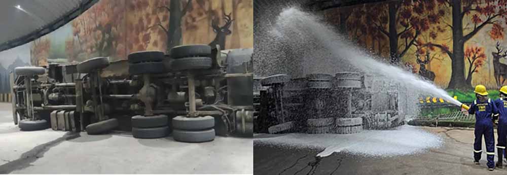 सुपेला के नवनिर्मित रेलवे अंडरब्रिज पर पलटा तेल से भरा ट्रक, चालक घायल सुपेला के नवनिर्मित रेलवे अंडरब्रिज पर पलटा तेल से भरा ट्रक, चालक घायल