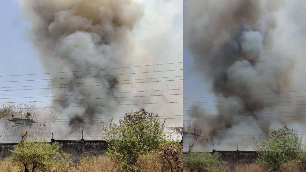 भेल परिसर में लगी आगजनी की सूचना पर मौके पर पहुंचे मंत्री सारंग