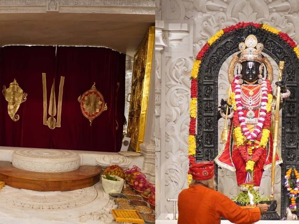 राम मंदिर में विराजमान रामलला के गर्भगृह के सामने लगा पर्दा बदला, तिलक-चंदन पर बहस को मिला नया रूप