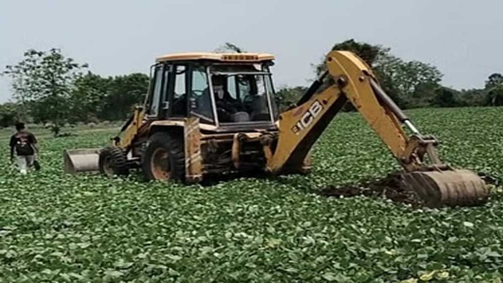 इंदौर-बुधनी रेल परियोजना के लिए प्रशासन ने 29 किसानों की खड़ी मूंग फसल पर चला दी जेसीबी