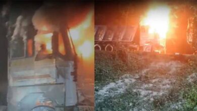 कटिहार में धू-धू कर जला हाईवा ट्रक, केबिन में बंद ड्राइवर छटपटा कर मर गया