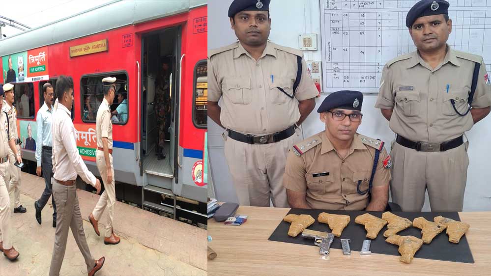 त्रिपुरा सुंदरी एक्सप्रेस में हथियारों का जखीरा पकड़ा त्रिपुरा सुंदरी एक्सप्रेस में हथियारों का जखीरा पकड़ा