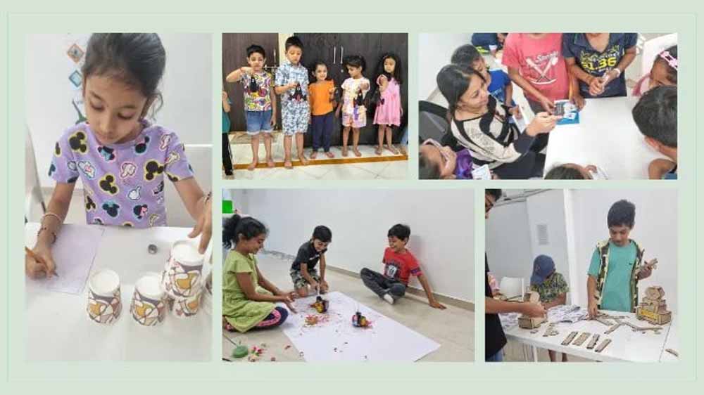 ग्रीष्मकालीन अवकाश में रचनात्मक गतिविधियों से जुड़े विद्यार्थी ग्रीष्मकालीन अवकाश में रचनात्मक गतिविधियों से जुड़े विद्यार्थी