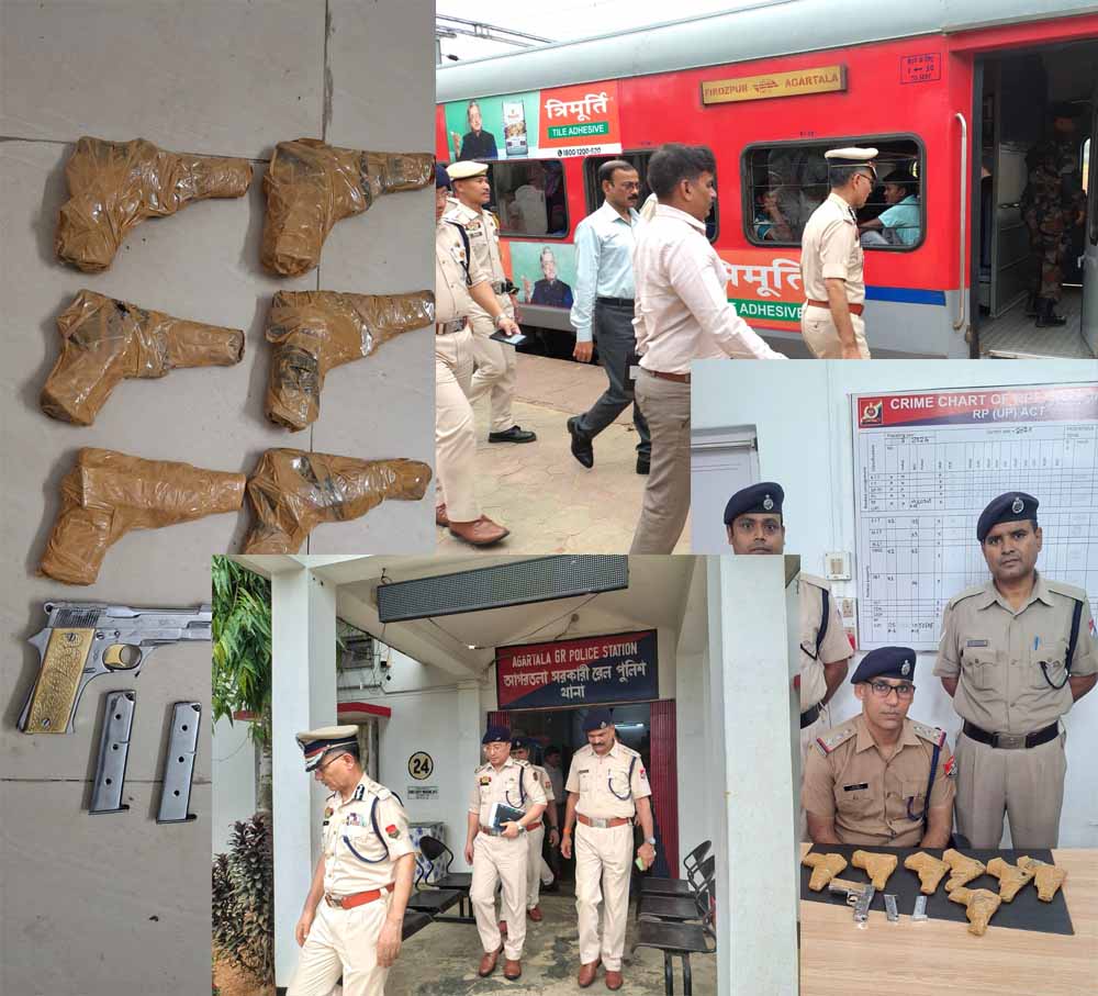 त्रिपुरा सुंदरी एक्सप्रेस में हथियारों का जखीरा पकड़ा,  RPF ने 8 देसी पिस्तौल और 16 मैगजीन बरामद किये
