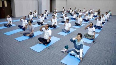मध्यप्रदेश भवन में अंतर्राष्ट्रीय योग दिवस पर किया गया योगाभ्यास