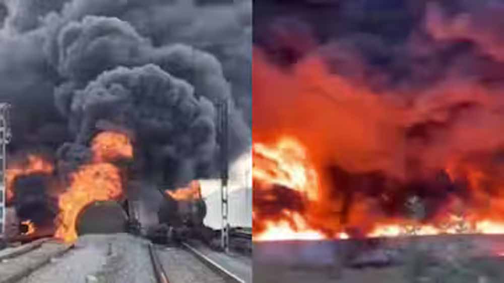 तमिलनाडु: डीजल से भरी मालगाड़ी में भीषण आग, मचा हड़कंप तमिलनाडु: डीजल से भरी मालगाड़ी में भीषण आग, मचा हड़कंप