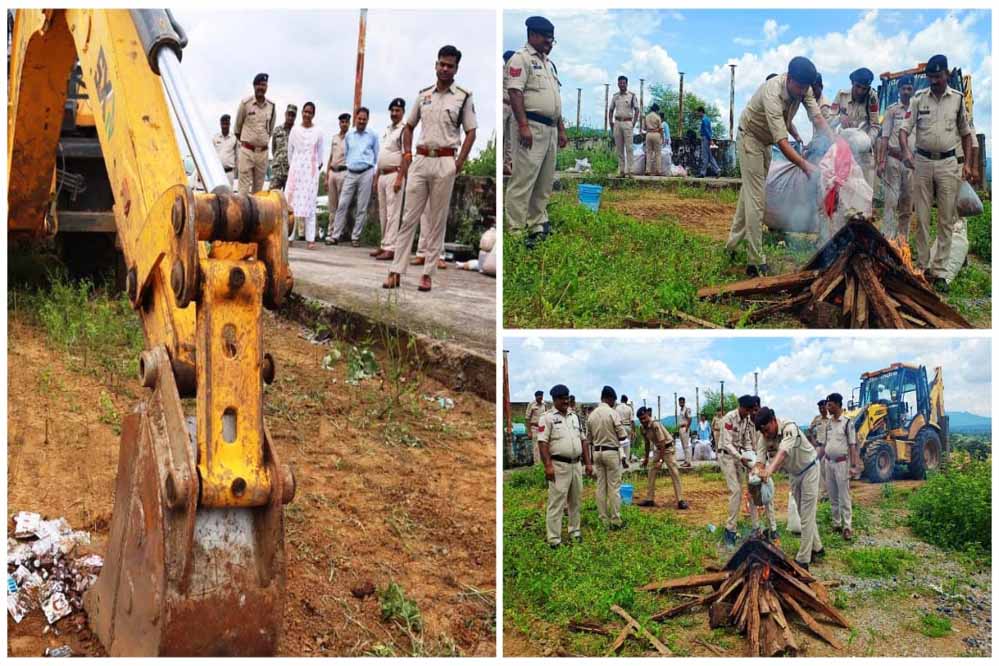 जप्त गांजा, नशीली इंजेक्शन और टेबलेट को एसपी की मौजूदगी में किया गया नष्ट जप्त गांजा, नशीली इंजेक्शन और टेबलेट को एसपी की मौजूदगी में किया गया नष्ट