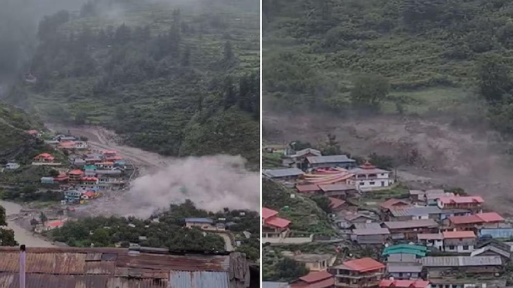 उत्तरकाशी के धराली गांव में बादल फटने से तबाही, मलबे में बह गए कई घर उत्तरकाशी के धराली गांव में बादल फटने से तबाही, मलबे में बह गए कई घर