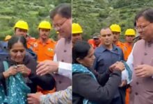 गुजरात की महिला ने दुपट्टा फाड़कर धामी को बांधी राखी, सीएम हुए भावुक