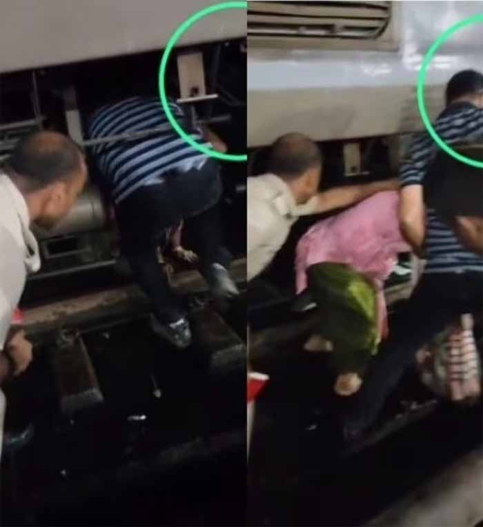 चलती ट्रेन से गिरी महिला, प्लेटफॉर्म और सीढ़ियों के बीच फंसीं, RPF ने बचाई जान