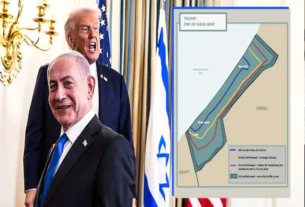 गाज़ा का बदला नक्शा: ट्रंप की योजना में इज़रायल बॉर्डर पर बफर ज़ोन, जानिए ब्लू-येलो-रेड लाइन का मतलब