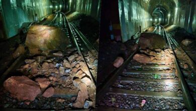 केके रेल लाइन पर गिरे पत्थर से ट्रेनें रुकीं, यात्रियों को घंटों इंतज़ार करना पड़ा