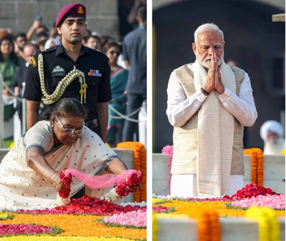 राजघाट पर प्रधानमंत्री और राष्ट्रपति ने बापू को नमन किया, दिया एकता का संदेश राजघाट पर प्रधानमंत्री और राष्ट्रपति ने बापू को नमन किया, दिया एकता का संदेश