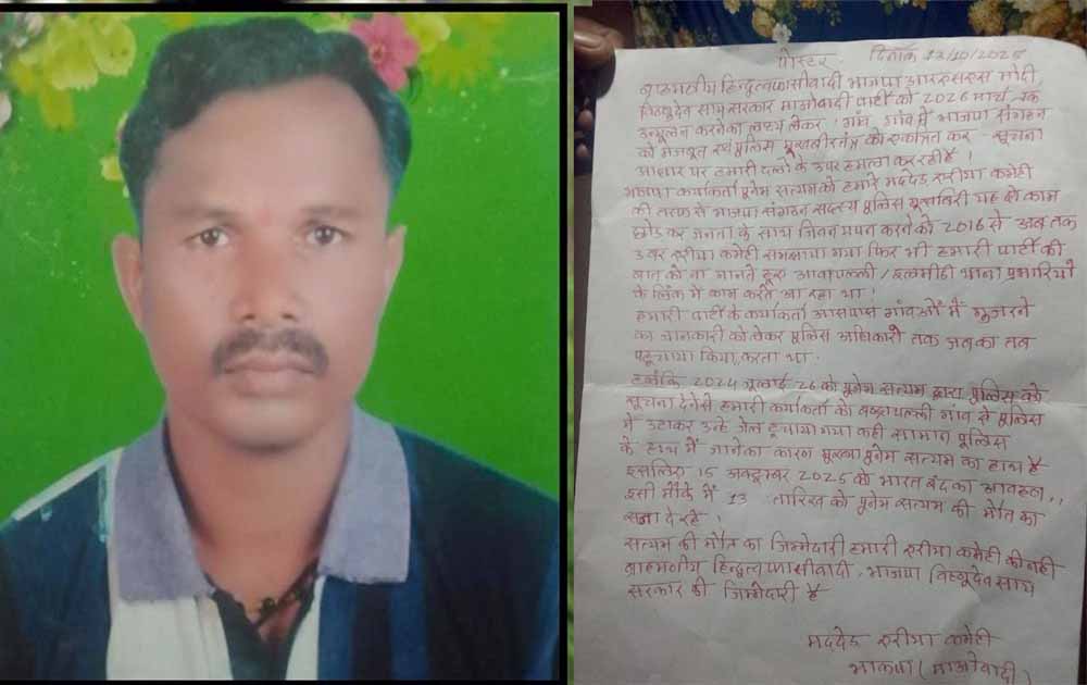 नक्सलियों ने भाजपा कार्यकर्ता की हत्या की, शव के पास मिला पर्चा नक्सलियों ने भाजपा कार्यकर्ता की हत्या की, शव के पास मिला पर्चा
