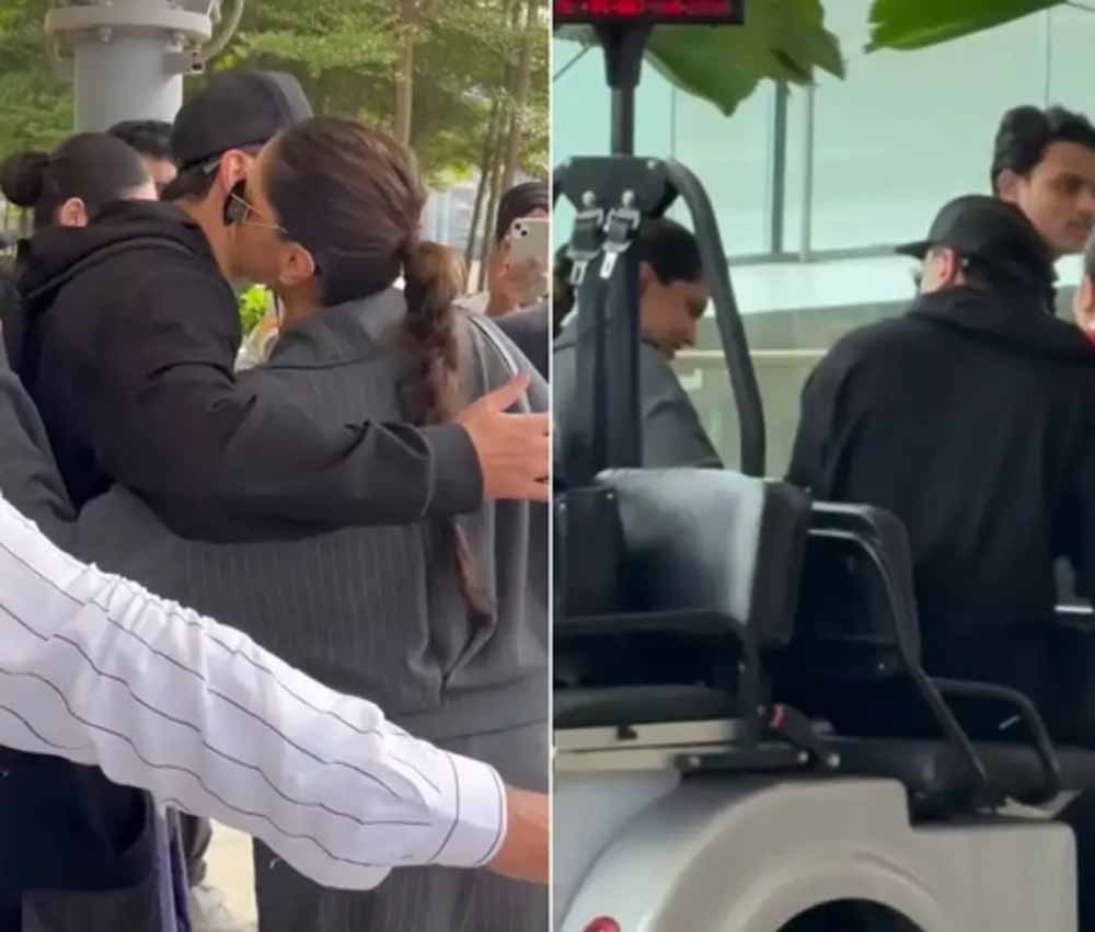 एयरपोर्ट पर रणबीर–दीपिका की रोमांटिक झलक, गले मिलते दिखे स्टार्स