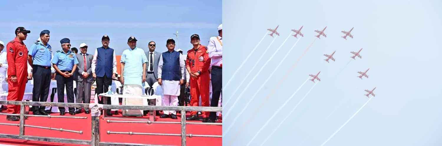 राज्योत्सव पर वायु सेना की टीम का रोमांचक एयर शो, सेंध जलाशय के ऊपर आसमां में गूंजा ‘जय जोहार’ और ‘छत्तीसगढ़िया सबले बढ़िया’ राज्योत्सव पर वायु सेना की टीम का रोमांचक एयर शो, सेंध जलाशय के ऊपर आसमां में गूंजा ‘जय जोहार’ और ‘छत्तीसगढ़िया सबले बढ़िया’