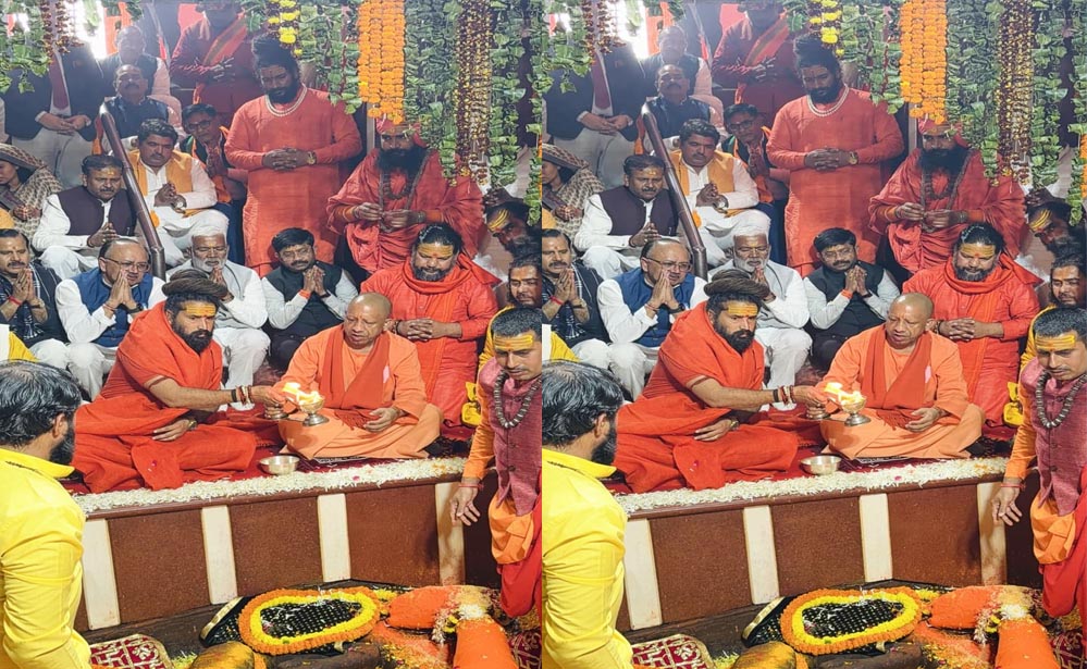 सीएम योगी ने किया मां गंगा का पूजन, बड़े हनुमान के चरणों में झुकाया शीश