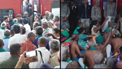 नर्मदापुरम में हाई-वोल्टेज ड्रामा: दिल्ली जा रहे 100 किसानों को ट्रेन से उतारा, स्टेशन पर अर्द्धनग्न प्रदर्शन नर्मदापुरम में हाई-वोल्टेज ड्रामा: दिल्ली जा रहे 100 किसानों को ट्रेन से उतारा, स्टेशन पर अर्द्धनग्न प्रदर्शन