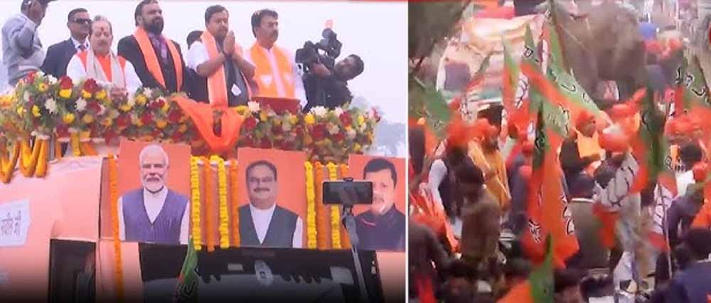 पटना में भाजपा कार्यकारी अध्यक्ष का भव्य रोड शो, हाथी-घोड़ा और बुलडोजर के साथ हुआ जोरदार स्वागत