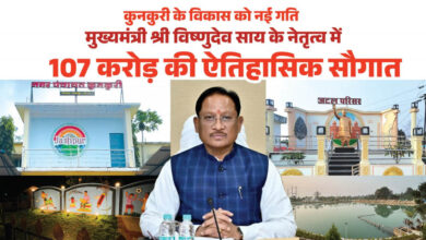 रायपुर : मुख्यमंत्री विष्णुदेव साय ने कुनकुरी नगर को दी 107 करोड़ 32 लाख रुपये की ऐतिहासिक विकास सौगात