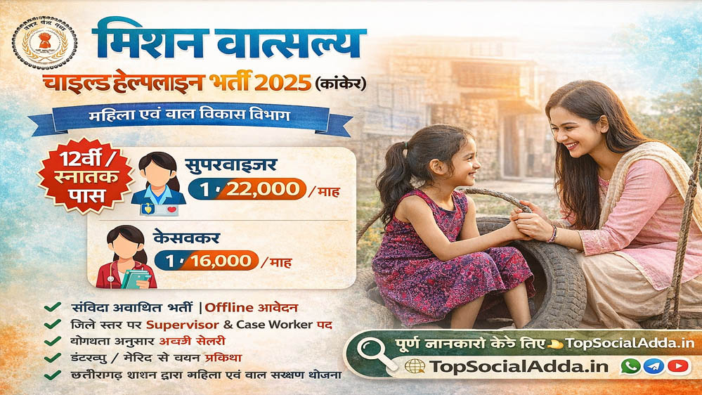 मिशन वात्सल्य के तहत विभिन्न पदों पर होगी संविदा भर्तियां