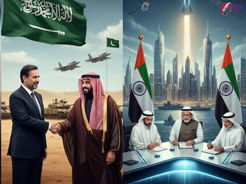 भारत-यूएई के बीच 200 अरब डॉलर का समझौता, पाक-सऊदी की डिफेंस डील बौनी पड़ी भारत-यूएई के बीच 200 अरब डॉलर का समझौता, पाक-सऊदी की डिफेंस डील बौनी पड़ी