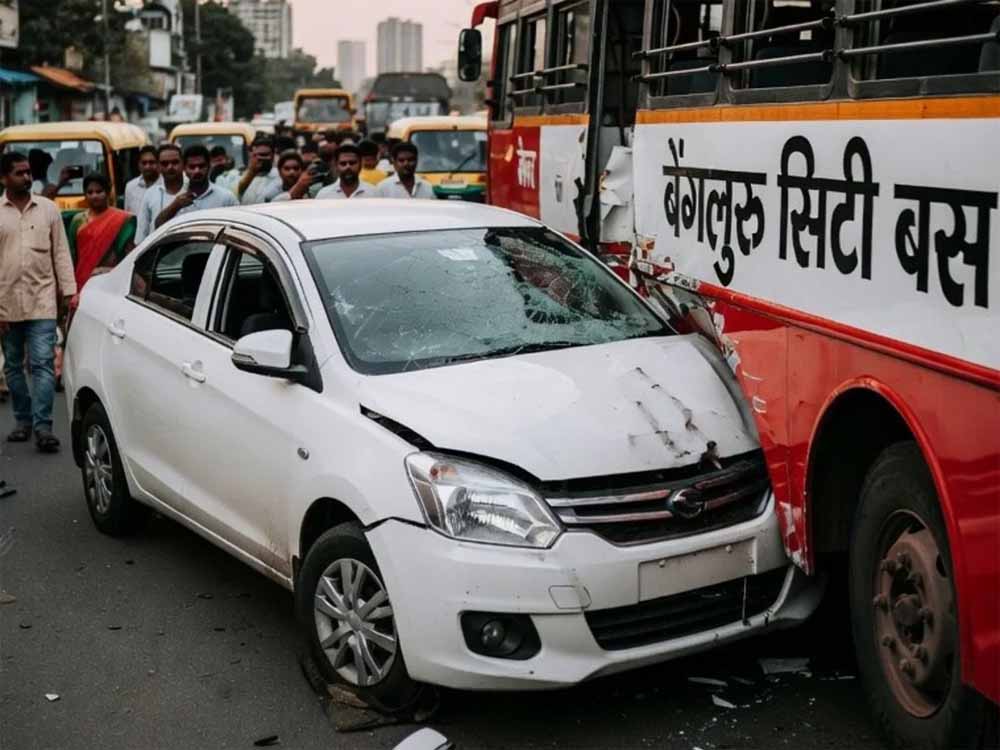 बेंगलुरु में बस से टकराई तेज रफ्तार कार, 5 लोगों की मौत बेंगलुरु में बस से टकराई तेज रफ्तार कार, 5 लोगों की मौत