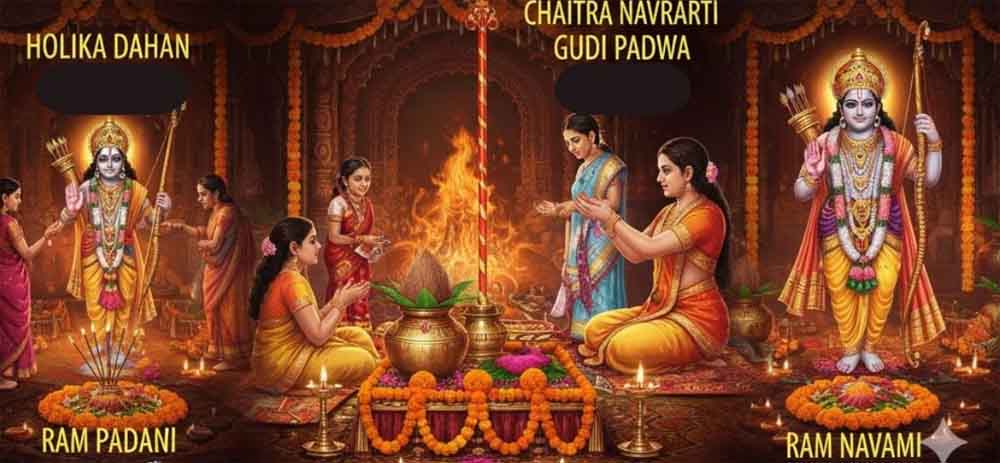 मार्च में त्योहारों की बहार: 3 मार्च को होलिका दहन, 19 से चैत्र नवरात्र का शुभारंभ मार्च में त्योहारों की बहार: 3 मार्च को होलिका दहन, 19 से चैत्र नवरात्र का शुभारंभ