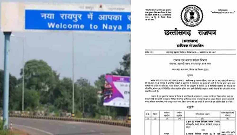 नवा रायपुर तहसील बनाने अधिसूचना जारी, 20 पटवारी हल्के और 39 गांव होंगे शामिल नवा रायपुर तहसील बनाने अधिसूचना जारी, 20 पटवारी हल्के और 39 गांव होंगे शामिल
