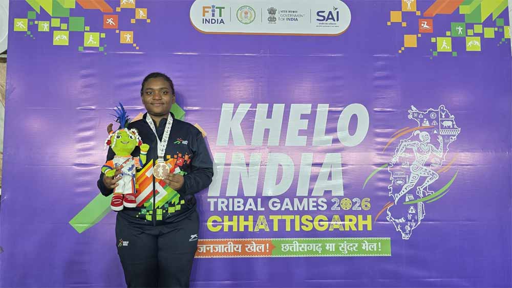 खेलो इंडिया ट्राइबल गेम्स 2026 कर्नाटक की मनीषा जोंस सिद्दी ने जीता गोल्ड खेलो इंडिया ट्राइबल गेम्स 2026 कर्नाटक की मनीषा जोंस सिद्दी ने जीता गोल्ड
