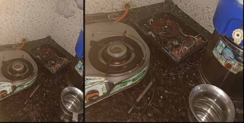 रसोई में बड़ा हादसा टला: इंडक्शन चूल्हा बम की तरह फटा, कांच के टुकड़े उड़कर बिखरे