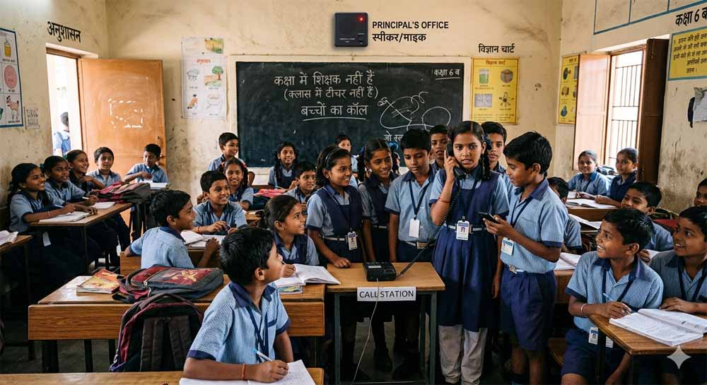 टीचर गायब तो बच्चे करेंगे कॉल: क्लासरूम में स्पीकर-माइक से होगी निगरानी टीचर गायब तो बच्चे करेंगे कॉल: क्लासरूम में स्पीकर-माइक से होगी निगरानी