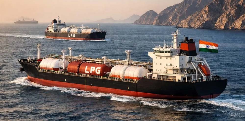 स्ट्रेट ऑफ होर्मुज से राहत: दो भारतीय LPG जहाजों को मिला सुरक्षित गुजरने का परमिट स्ट्रेट ऑफ होर्मुज से राहत: दो भारतीय LPG जहाजों को मिला सुरक्षित गुजरने का परमिट