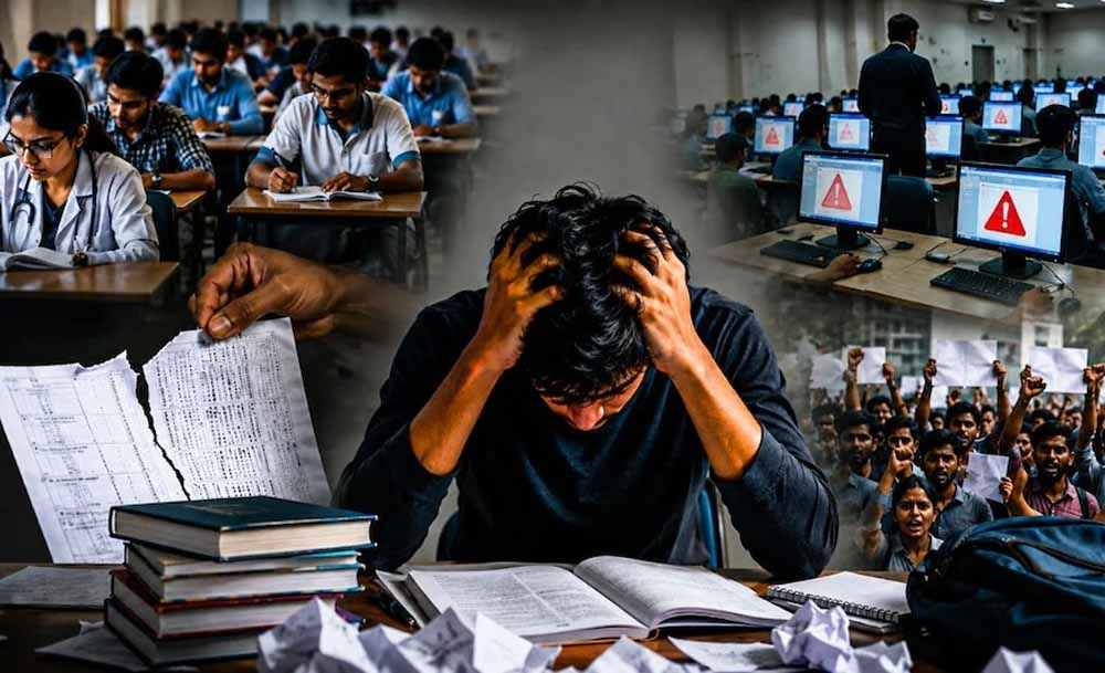 मई में चार बड़ी परीक्षाएं बनीं विवादों का केंद्र: NEET से लेकर CUET तक गड़बड़ियों की भरमार मई में चार बड़ी परीक्षाएं बनीं विवादों का केंद्र: NEET से लेकर CUET तक गड़बड़ियों की भरमार