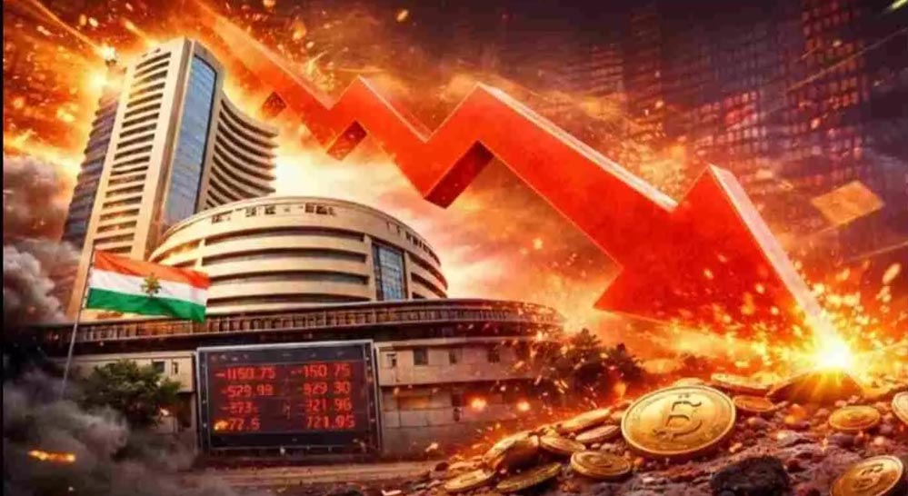 शेयर बाजार में हाहाकार! सेंसेक्स 1100 अंक लुढ़का, निवेशकों में मची दहशत