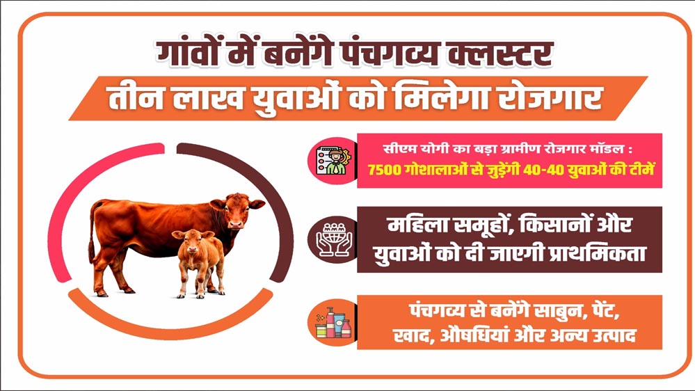 गांवों में बनेंगे पंचगव्य क्लस्टर, तीन लाख युवाओं को मिलेगा रोजगार गांवों में बनेंगे पंचगव्य क्लस्टर, तीन लाख युवाओं को मिलेगा रोजगार