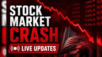 Stock Market Crash: खुलते ही धड़ाम हुआ शेयर बाजार, IT शेयरों में भारी बिकवाली; सेंसेक्स 800 अंक टूटा Stock Market Crash: खुलते ही धड़ाम हुआ शेयर बाजार, IT शेयरों में भारी बिकवाली; सेंसेक्स 800 अंक टूटा