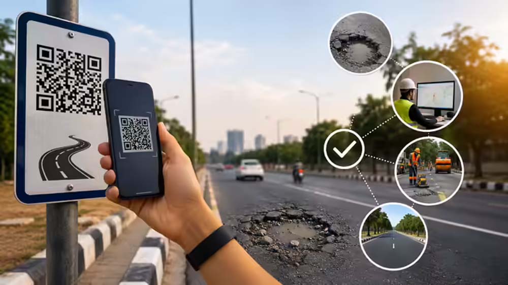 दिल्ली में सड़क शिकायत के लिए QR कोड सिस्टम, ‘नो योर रोड’ प्रोजेक्ट से बढ़ेगी पारदर्शिता दिल्ली में सड़क शिकायत के लिए QR कोड सिस्टम, ‘नो योर रोड’ प्रोजेक्ट से बढ़ेगी पारदर्शिता