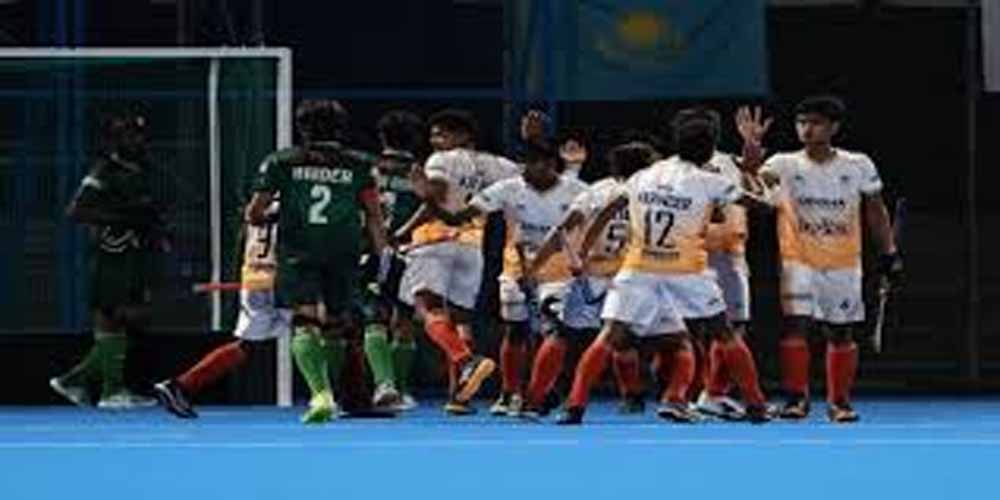 भारत ने पाकिस्तान को 5-3 से हराकर अंडर-18 एशिया कप हॉकी फाइनल में बनाई जगह भारत ने पाकिस्तान को 5-3 से हराकर अंडर-18 एशिया कप हॉकी फाइनल में बनाई जगह