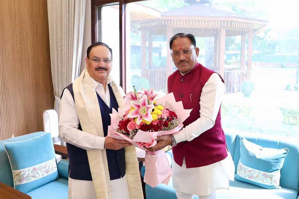 CM साय ने जेपी नड्डा से की मुलाकात, स्वास्थ्य सेवाओं और खाद-बीज उपलब्धता पर हुई अहम चर्चा CM साय ने जेपी नड्डा से की मुलाकात, स्वास्थ्य सेवाओं और खाद-बीज उपलब्धता पर हुई अहम चर्चा
