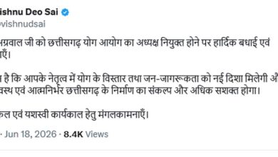 मुख्यमंत्री  विष्णु देव साय ने छत्तीसगढ़ योग आयोग के नवनियुक्त अध्यक्ष  संजय अग्रवाल को दी बधाई एवं शुभकामनाएँ